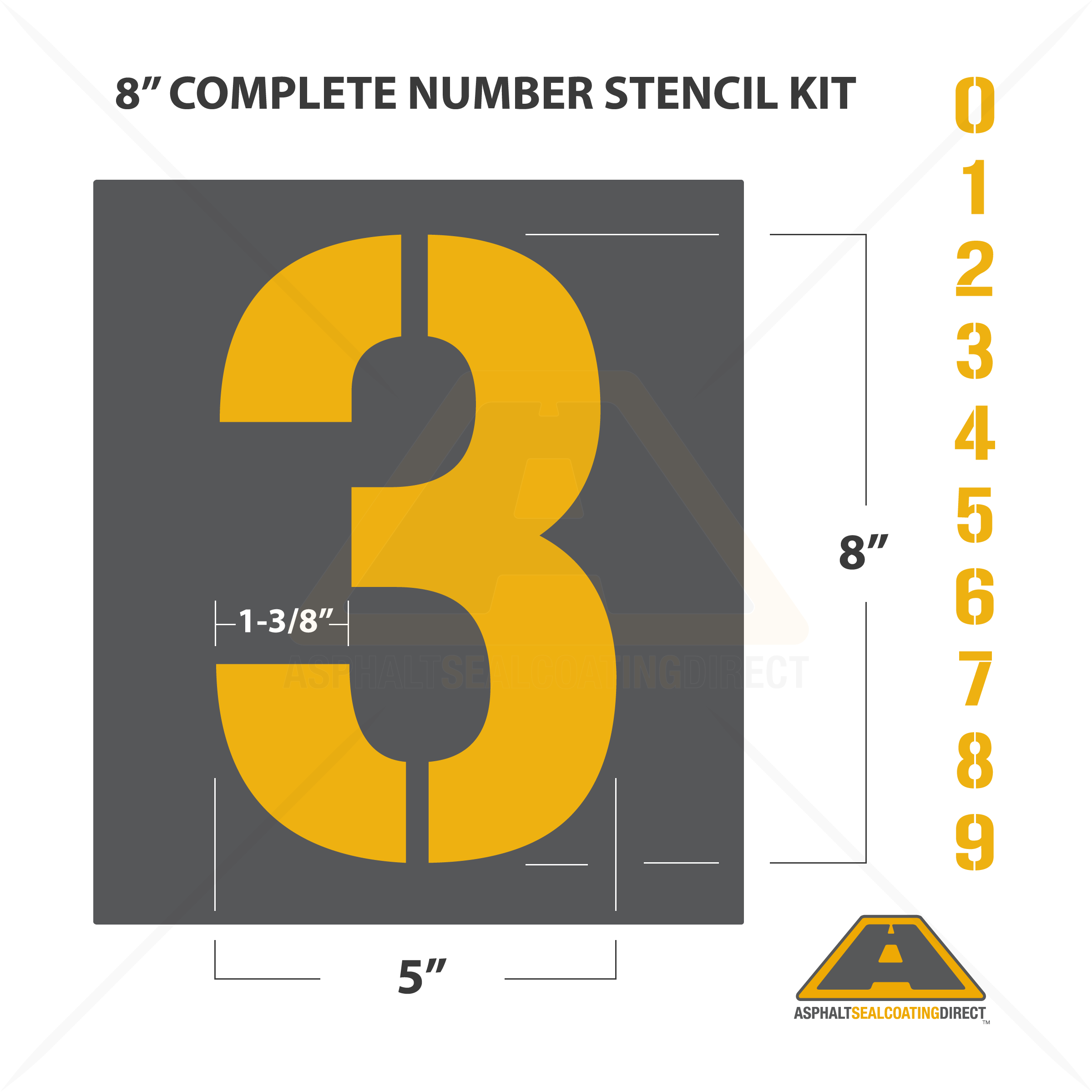 8 Number Stencil Kits Parking Lot/ Pavement Marking — Stencil Plus